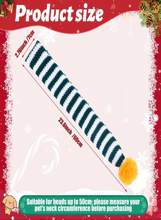 جاجيلي طقم وشاح منسوج للكلاب من قطعتين من JaGely، وشاح لطيف للعطلات مناسب للقطط الصغيرة والمتوسطة، أوشحة شتوية للكلاب، ديكور للحيوانات الأليفة (أخضر وأبيض، أحمر وأخضر، مخطط) - Image 2